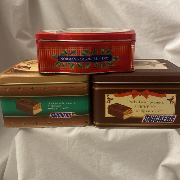 Lot of 3~Snickers 93’-95’ Norman Rockwell Christmas Tins~Limited Editions. - Picture 6 of 11